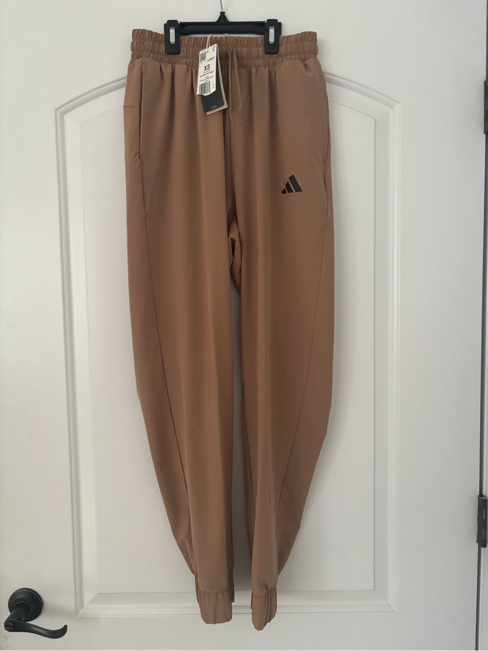 NWT adidas Women's Train Essentials Woven Pants Joggers -Cardboard Brown Size XS